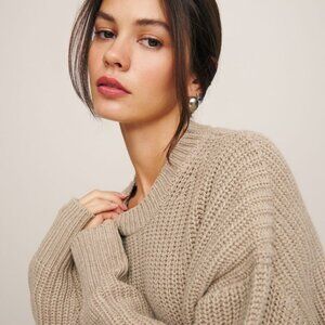 Reformation Sam Cotton Cashmere Oversized Crew Sweater